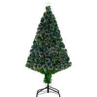 HOMCOM Pre-Lit Fibre Optic Artificial Christmas Tree Holiday Xmas Décor with Tree Topper Multi-Colour (4ft 120cm)