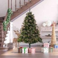 HOMCOM 1.5m 5ft Pre-Lit Christmas Tree Artificial Spruce Xmas Tree Warm White LED Holiday Décor with Metal Stand