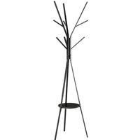 HOMCOM 180cm Free Standing Metal Coat Rack Stand 9 Hooks Clothes Tree with 1 Shelf Hat Display Hall Tree Hanger Bag Umbrella Hanging Organiser for Hallway Bedroom Waiting Room Living Room (Black)