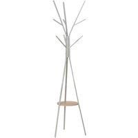 HOMCOM 180cm Free Standing Metal Coat Rack Stand 9 Hooks Clothes Tree with 1 Shelf Hat Display Hall Tree Hanger Bag for Hallway Living Room White