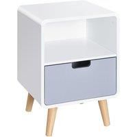 HOMCOM Wooden Bedside Table End Nightstand With Drawer Wood Lamp Desk Storage Unit Bedroom Scandinavian Nordic Style