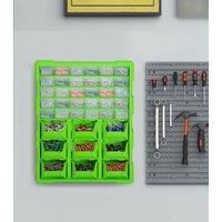 DURHAND Plastic 39 Drawer Parts Organiser Wall Mount Storage Cabinet Garage Small Nuts Bolts Tool Clear