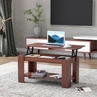 HOMCOM Modern Lift Up Top Coffee Table Desk Hidden Storage Bottom Shelf 100W x 50D x 63H cm