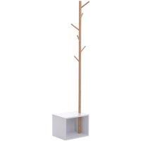 HOMCOM 180 cm Coat Rack Storage Bench Hallway Tree Hat Hanger Entryway Stand Garment Organiser Bedroom Living Room