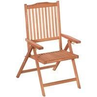 Outsunny Outdoor Garden Folding Dining Chair Patio Armchair Acacia Wood 5-Position Adjustable Recliner Reclining Seat
