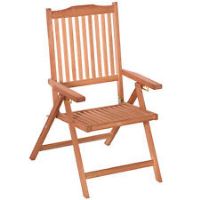 Outsunny 5Position Acacia Wood Chair Folding Recliner Dining Seat Garden