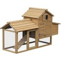 PawHut Small Chicken Coop Hen Cage Nesting Box with Outdoor Run 150.5 x 54 x 87 cm