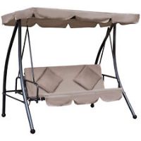 Outsunny 2-in-1 Patio Swing Chair 3 Seater Hammock Cushion Bed Tilt Canopy