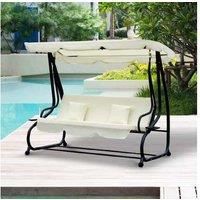 2-in-1 Patio Swing Chair 3 Seater Hammock Canopy Garden Lounger Bench - Outsunny