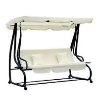 Outsunny 3 Seaters Swing Chair Adjustable Backrest Garden Hammock Bed Outdoor