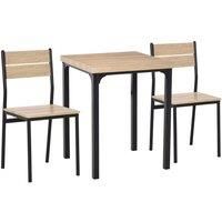 HOMCOM 3 Pieces Compact Dining Table 2 Chairs Set Wooden Metal Legs Bistro cafe Kitchen Breakfast Bar Home Furniture