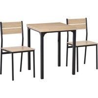 3 Pcs Compact Dining Table 2 Chairs Set Wooden Metal Legs Kitchen