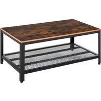 HOMCOM Coffee Table Industrial Site table Living Room Storage Shelf Metal Frame Two-tone Modern Organiser