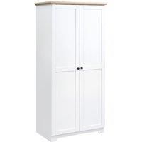HOMCOM Wooden Storage Cabinet Cupboard With 2 Doors 4 Shelves White 172cm