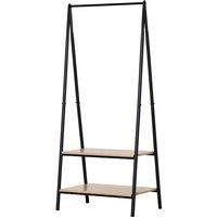 HOMCOM 2-Tier Garment Rack Storage Shelves Metal Coat Clothes Stand Shoes Storage Organisation shelves Open Wardrobe Freestanding Tidy Rail 64 x 42.5 x 149 cm