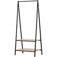 HOMCOM Clothes Rail, Freestanding Metal Clothes Rack with 2 Tier Storage Shelves for Bedroom and Entryway, 64 x 42.5 x 149 cm, Black Frame
