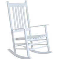 Outsunny Outdoor Porch Rocking Chair Armchair Wooden Patio Rocker Balcony Deck Garden Seat White