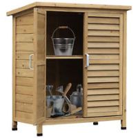 Outsunny Garden Storage Shed Solid Fir Wood Garage Organisation Sturdy Cabinet