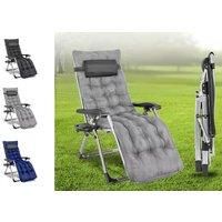Outsunny Garden Rocking Chair Folding Recliner Outdoor Adjustable Sun Lounger Rocker Zero-Gravity Seat with Headrest Side Holder Patio Deck - Black