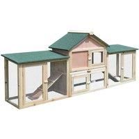 PawHut Wooden Deluxe Rabbit Hutch w/ Ladder and Outdoor Run