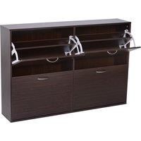 HOMCOM Wooden Shoes Cabinet Multi Flip Down Shelf Drawer Organizer - Dark Brown