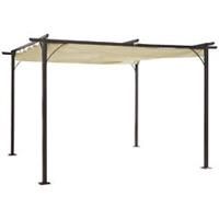 Outsunny 3.5x3.5m Pergola Metal Gazebo Backyard Porch Awning Retractable Canopy