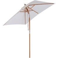 Outsunny 2m x 1.5m Patio Parasol Garden Umbrellas Sun Umbrella Bamboo Sunshade Canopy Outdoor Backyard Furniture Fir Wooden Pole 6 Ribs Tilt Mechanism - Cream White
