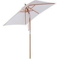 Outsunny 2m x 1.5m Patio Garden Parasol Sun Umbrella Sunshade Canopy Outdoor Backyard Furniture Fir Wooden Pole 6 Ribs Tilt Mechanism  Cream White