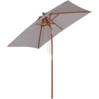 Outsunny 2 x 1.5m Patio Garden Parasol Sun Umbrella Sunshade Canopy Outdoor Backyard Furniture Fir Wooden Pole 6 Ribs Tilt Mechanism - Grey