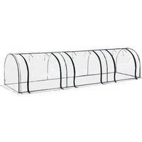 Outsunny PVC Tunnel Greenhouse Green Grow House Steel Frame for Garden Backyard with Zipper Doors 350x100x80 cm Transparent