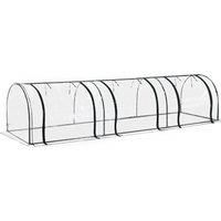 Outsunny PVC Tunnel Greenhouse Plant Grow House Steel Frame for Garden Backyard with Zipper Doors, 350Lx100Wx80H cm, Transparent
