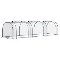 Outsunny Tunnel Greenhouse Steel Frame for Garden Backyard w/ Zipper Doors