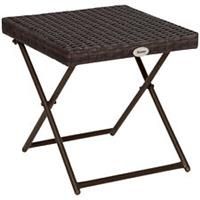 Outsunny Folding Square Rattan Coffee Table Bistro Balcony Garden Steel Outdoor