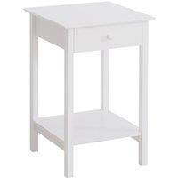 HOMCOM Wooden Bedside Table Cabinet W/Drawer Shelf Storage End Side White Multipurpose Bedroom Night Stand