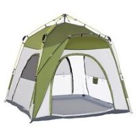 Outsunny Four Man Pop Up Tent Automatic Camping Backpacking Dome Shelter, Green