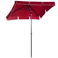 Outsunny Aluminium Sun Umbrella Parasol Patio Rectangular Tilt 2M x 1.25M Red