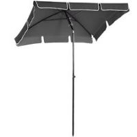 Outsunny Aluminium Sun Umbrella Parasol Patio Rectangular Tilt 2M x 1.25M Grey