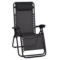 Outsunny Zero Gravity Lounger w/ Head Pillow for Patio Decking Black