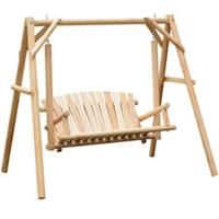 Outsunny Outdoor 2 Seater Porch Swing Wooden Rustic Patio Bench w/ Armrest