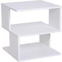 HOMCOM Modern Square 2 Tier Wood Coffee Side Table Storage Shelf Rack Living Room White