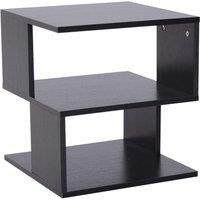 HOMCOM Modern Square 2 Tier Wood Coffee Side Table Storage Shelf Rack Living Room Black