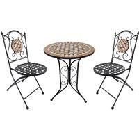 Outsunny 3 PCs Garden Mosaic Bistro Set Outdoor Patio 2 Folding Chairs & 1 Round Table Outdoor Furniture Vintage