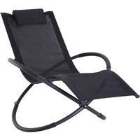 Outsunny Outdoor Orbital Lounger Zero Gravity Patio Chaise Foldable Rocking Chair w/ Pillow Black