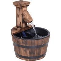 Outsunny Wood Barrel Pump Patio Water Fountain Water Feature Electric Garden