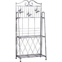 Outsunny Indoor Outdoor Freestanding 3-Tier Garden Plant Stand Metal Flower Display Rack for Potted Plants Balcony Dcor 44L x 25W x 96H cm