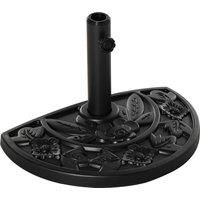 Outsunny Half Round Parasol Base Weighted Umbrella Holder Stand Balcony Black