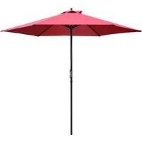 Outsunny 2.8m Patio Parasols Umbrellas Outdoor 6 Ribs Sunshade Canopy Manual Push Garden Backyard Furniture, Wine Red