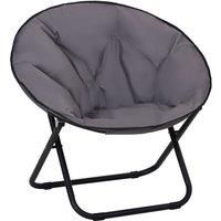 Outsunny Garden Folding Portable Padded Saucer Moon Chair Padded Round Outdoor Camping Travel Fishing Seat Grey