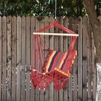 Outsunny Hammock Chair Swing Striped Tree Hanging Seat Indoor Outdoor Garden Red