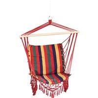 Outsunny Hammock Chair Swing Colourful Striped Tree Hanging Seat Porch Indoor Outdoor Fabric Garden Furniture